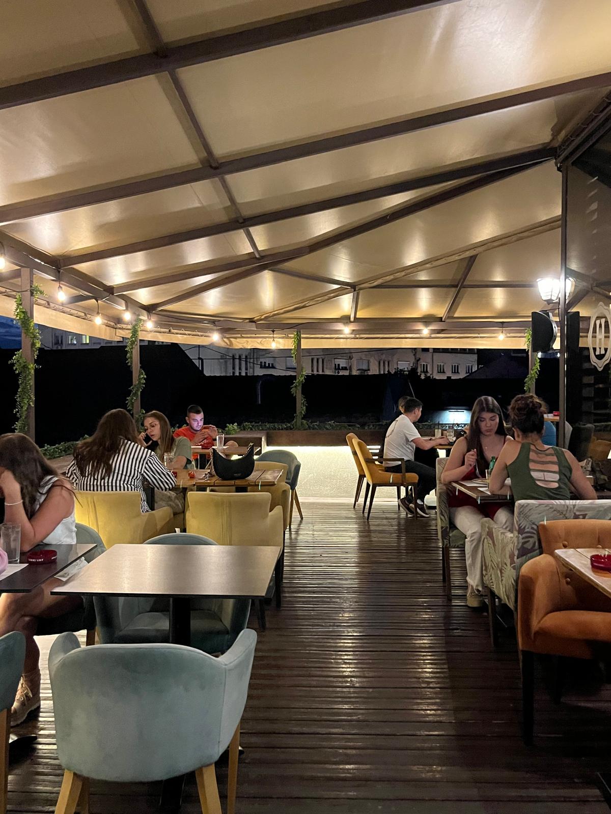 Covered terrace seating